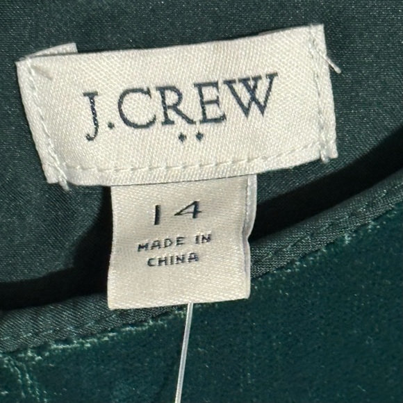 J. Crew Factory NWT Forest Green Velvet Holiday Party Shear Sleeve Mini Dress - Picture 9 of 14